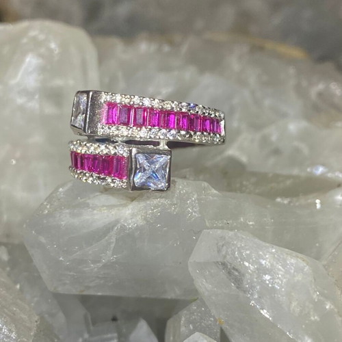 Silver Ring with Natural Ruby and Topaz new