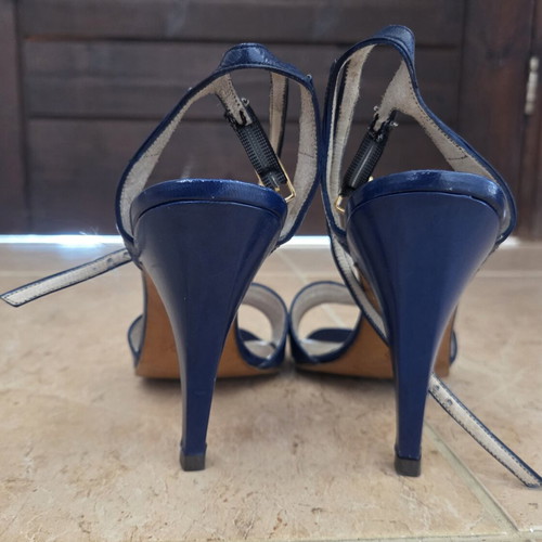 Majorica navy blue leather heeled sandals