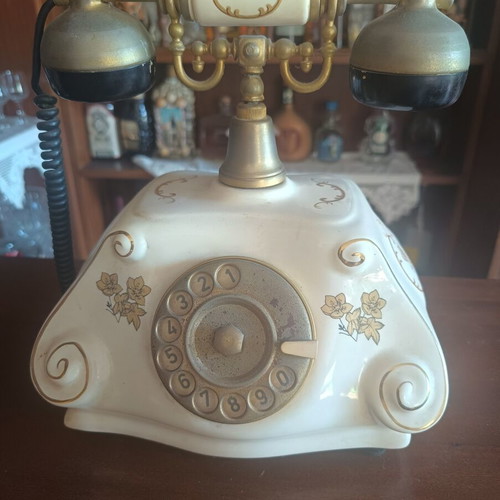 Porcelain antique telephone decorative, used