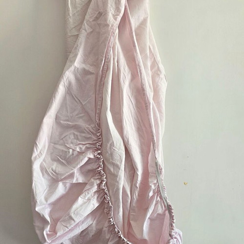 Pink cotton fitted sheet for baby bed, 120 x 60 cm