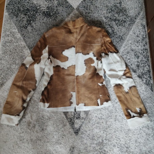 Leather jacket Leonardo vintage short, like new, white and brown