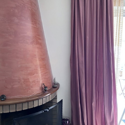 Curtain set used, two pieces, cherry color, 3m width, 2.7m length each