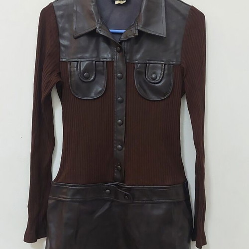 Morgan women's dress with leather, size S, like new, brown