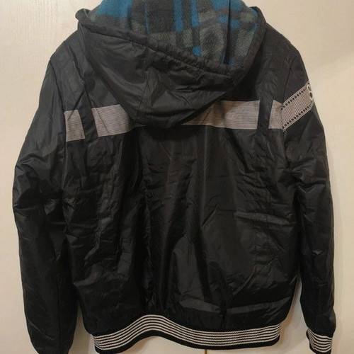 Waterproof jacket new with fleece lining, size L, black and blue