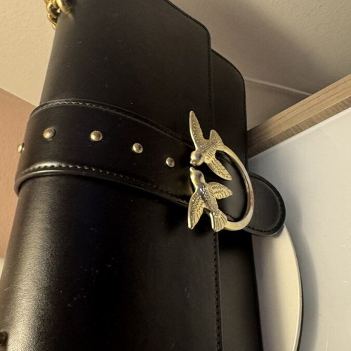 Pinko black leather shoulder bag
