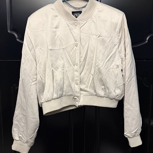 Bomber jacket satin Zara like new, beige, crop style, XL