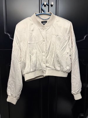 Bomber jacket satin Zara like new, beige, crop style, XL