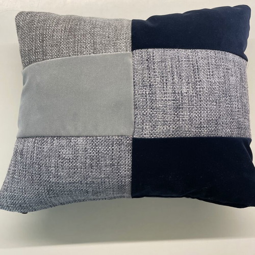 Decorative pillow 40x45 patchwork velvet and linen cotton, new