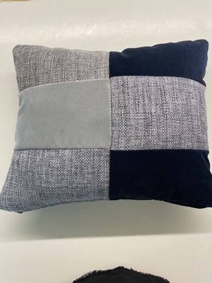 Decorative pillow 40x45 patchwork velvet and linen cotton, new
