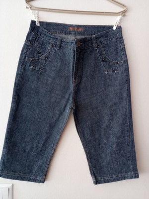 Jean Bermuda shorts with metal details like new, dark blue, size XL