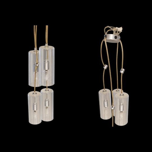 Ceiling light with four transparent cables