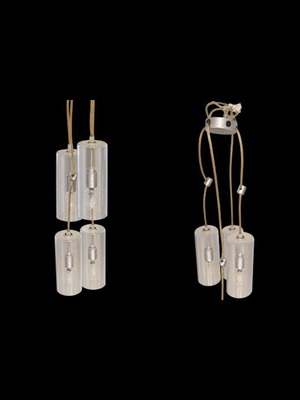 Ceiling light with four transparent cables