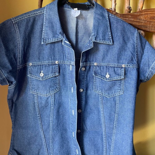 Denim shirt like new, short sleeve, blue, Greek made