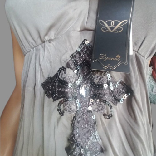 Lynne Silver Strapless Dress with Stones Size M New