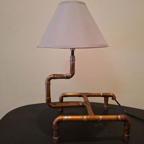 Handmade table lamp from copper pipe new