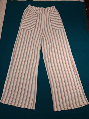 Zara striped pants with elastic waist, like new, 87% cotton, size 166 cm