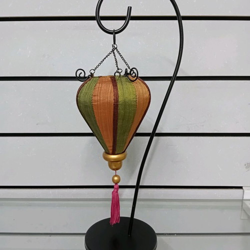 Fabric two-tone hanging lantern with metal base new