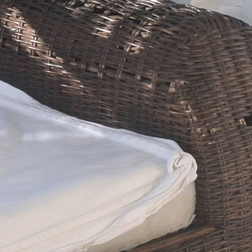 Bamboo three-seater sofa used with cushion without cover
