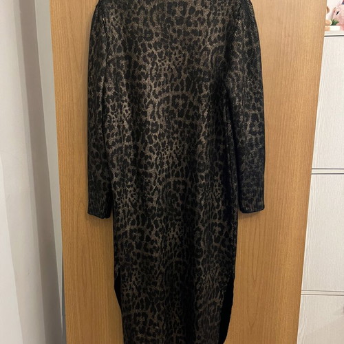 Ut Tropez long leopard kimono cardigan like new, black and brown
