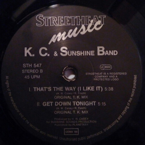 K.C. and the Sunshine Band That's The Way I Like It remix vinyl used, electronic