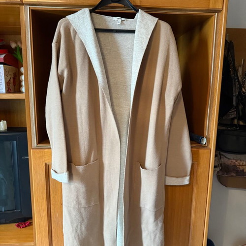 Koton cardigan new thick with hood, beige and white