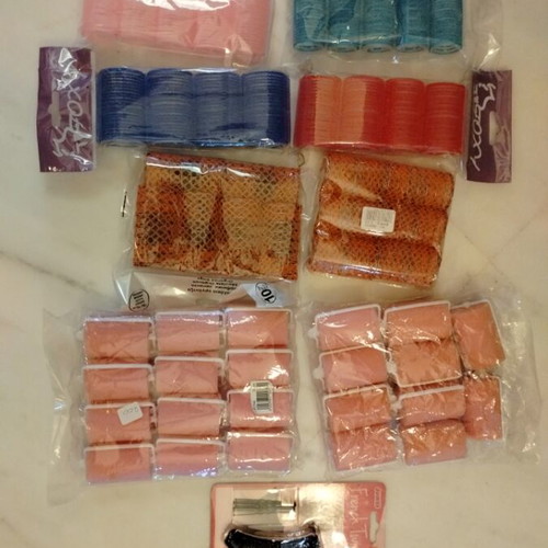 Hair rollers with foam and banana clip accessory like new