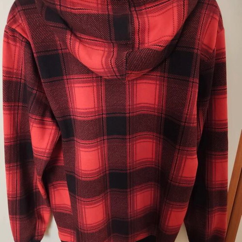 GAP Plaid Logo Hoodie Red and Black, Size L