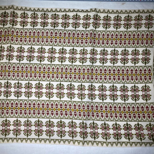 Set of 2 vintage handmade embroidered table runners with fringes