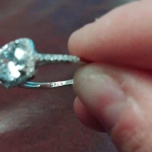 Silver cubic zirconia ring square design size 6 new