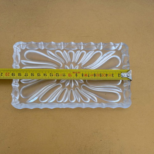 Small vintage glass tray with frosted embossed design like new