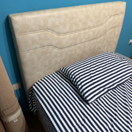 Bed with mattress and leather headboard, Istikbal frame