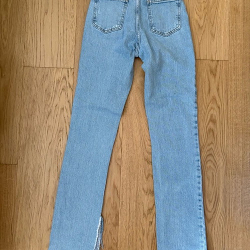 Zara jeans like new, blue faded with slit, size 34