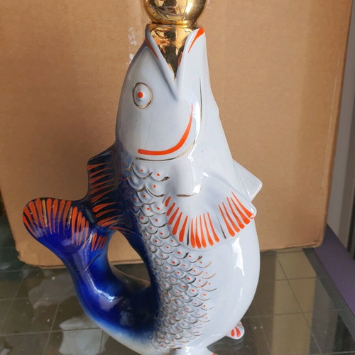 Porcelain fish-shaped pitcher and glasses set, like new, 6 pieces