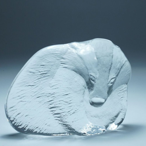 Crystal Badger Paperweight Royal Krona & Mats Jonasson used
