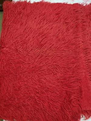 Wool Flokati Rug like new, red rose color 2.60×0.80 m