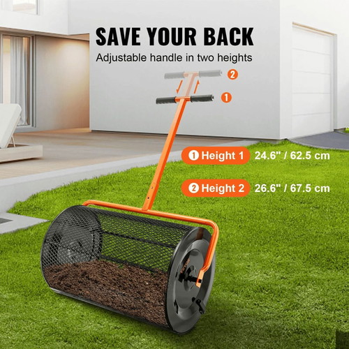 Vevor Adjustable Compost Spreader 24" with Side Locks, Black