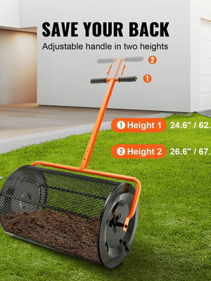Vevor Adjustable Compost Spreader 24" with Side Locks, Black