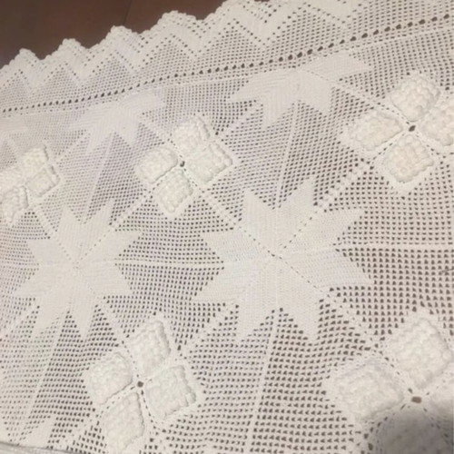 Handmade Crochet White Blanket 1.80x2.20 m, New