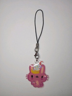Banana Split Bunny keychain like new, pink multicolor