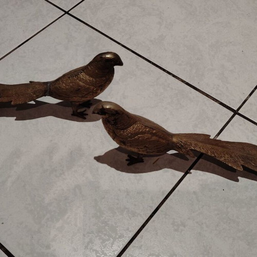 Bronze Pheasant Set of 2 from Italy 1960-70 used, collectible