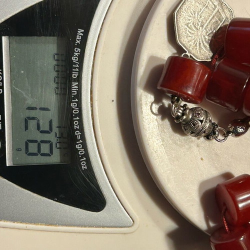Mastic-Miski Kompoloi used with authentic red beads and old rod