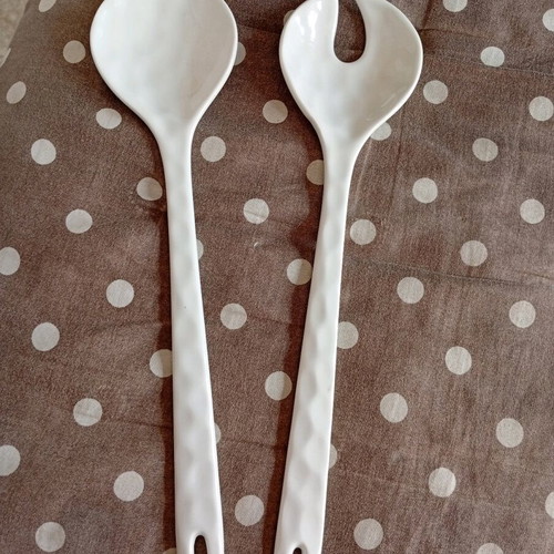 White ceramic serving spoons for salads like new