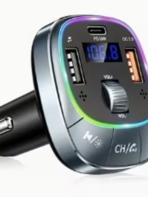 Wireless 5.0 FM Transmitter for Car with Bluetooth, Microphone and 18W Type-C Charger