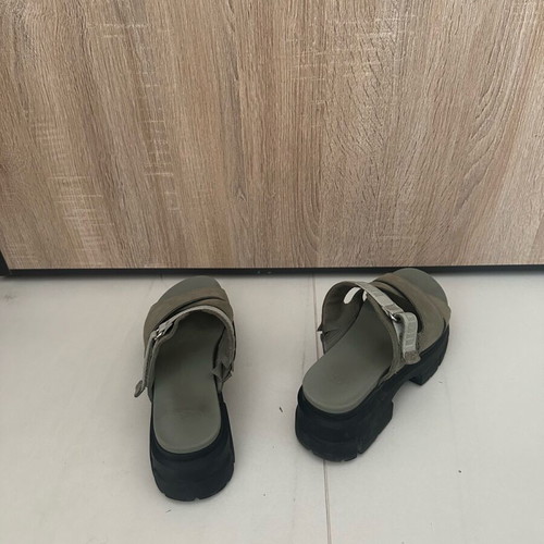 Ugg Australia platform sandals, khaki green and black, size 38.5