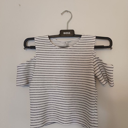 Stradivarius striped shirt like new, size S, cold shoulder design