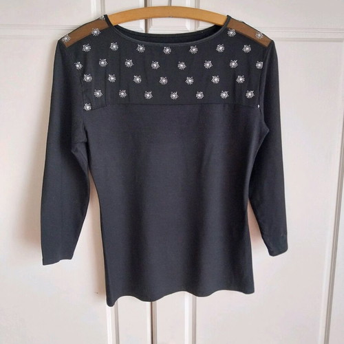3/4 blouse like new, size M, black, modal fabric