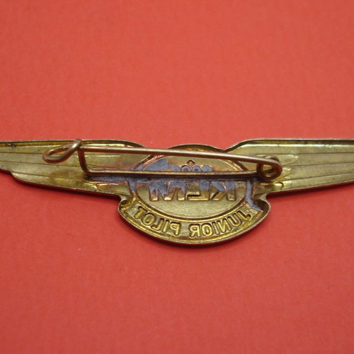 KLM Junior Pilot pin used, vintage metal wing badge