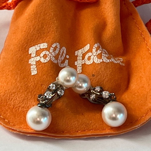 Folli Follie Earrings 925 silver like new with clip