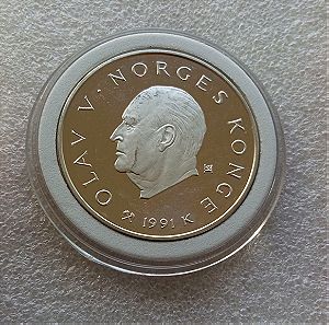 Proof ασημένιο Νορβηγίας - 100 kroner 1991