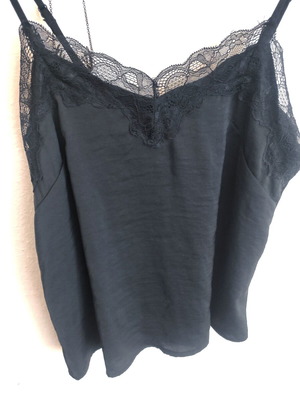 Lace Cami Classic Lingerie Top H&M XS satin black like new